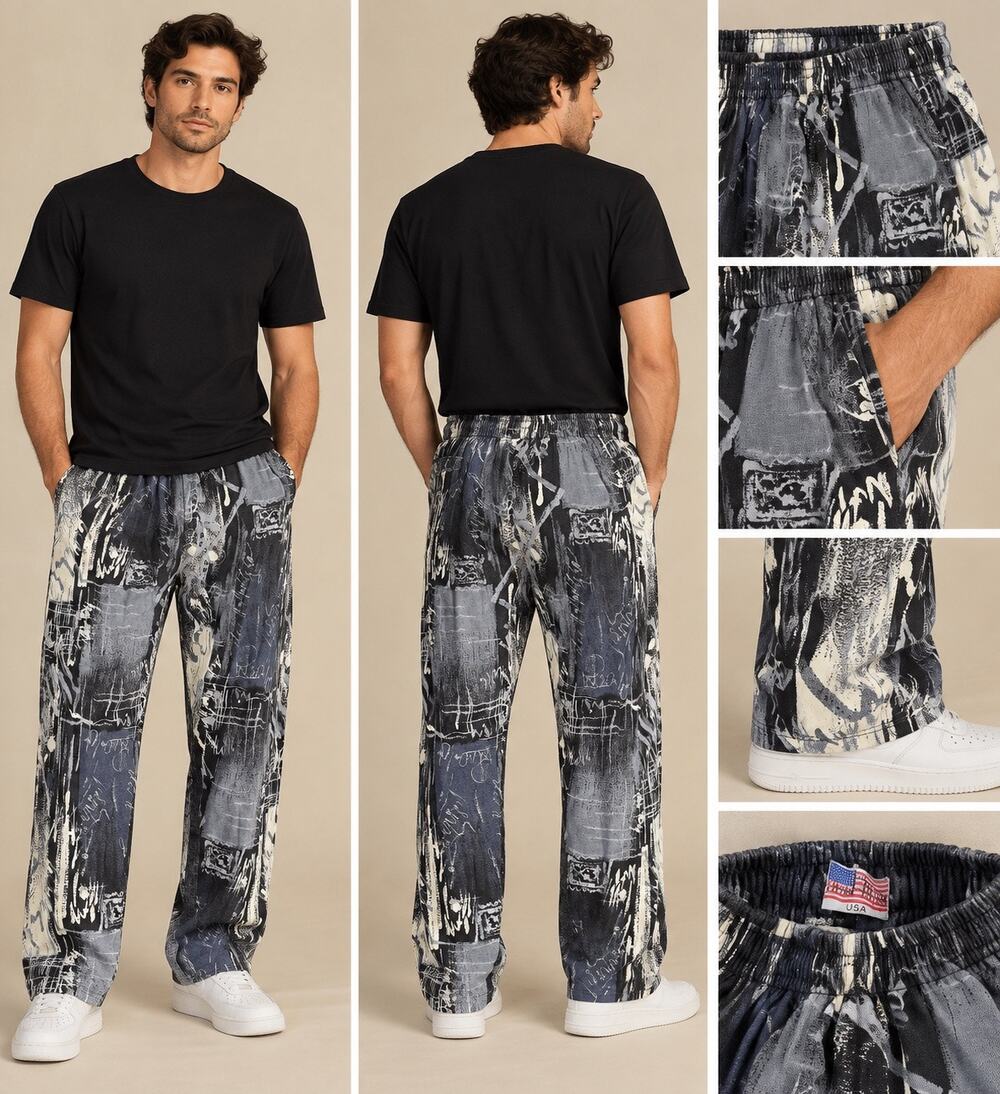 Vintage 80s Touch & Match Pants Mens OSFA Abstract Graffiti Baggy USA Made